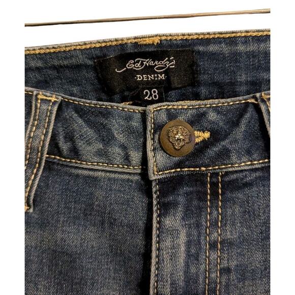 Ed Hardy Women's Embroidered New York City Eagle Slim Flare Jeans Size 28 G - Picture 4 of 7